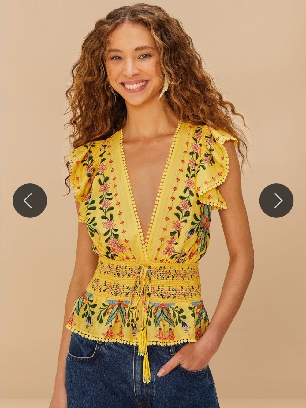 Farm Rio Delicate Flowers and Stripes Blouse